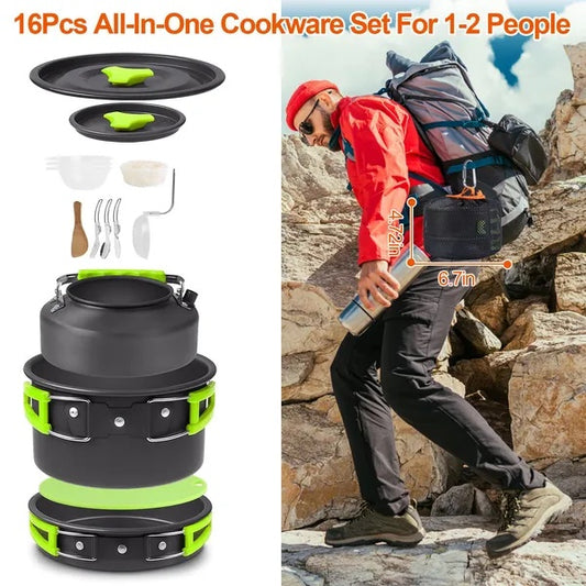 16Pcs Camping Cooking Ware Set Camping Stove Cookware Kit